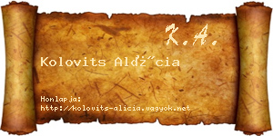 Kolovits Alícia névjegykártya