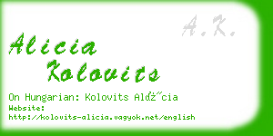 alicia kolovits business card
